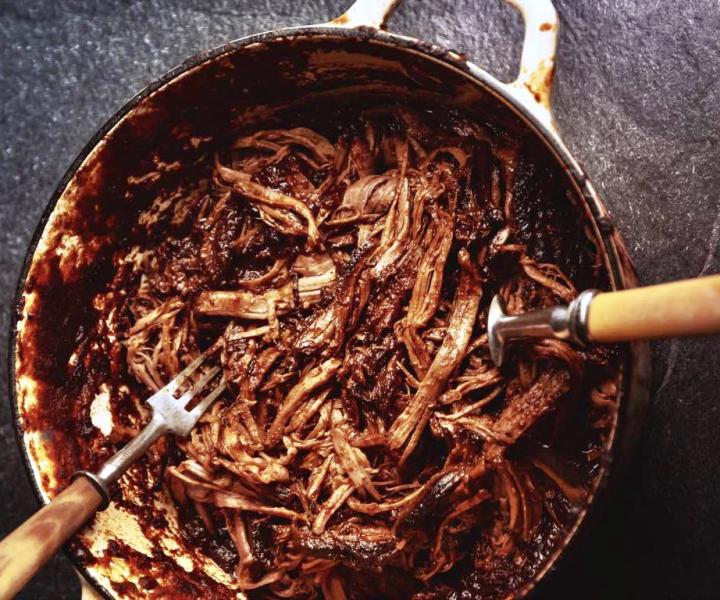 Triple Cocoa Pulled beef brisket